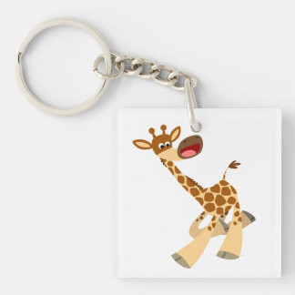 Cute Cartoon Ambling Giraffe AcrylSleutelhanger Sleutelhanger