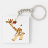 Cute Cartoon Ambling Giraffe AcrylSleutelhanger Sleutelhanger (Achterkant)