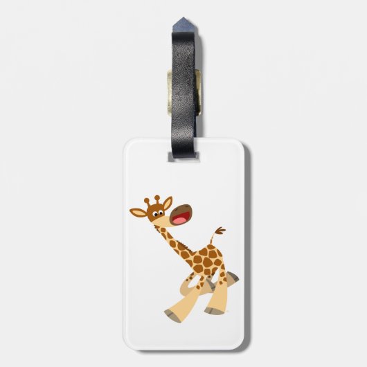 Cute Cartoon Ambling Giraffe Bagagelabel (Achterkant verticaal)