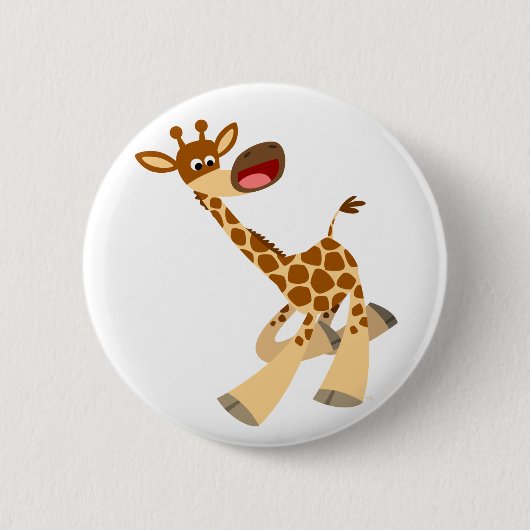 Cute Cartoon Ambling Giraffe Button Badge (Voorkant)