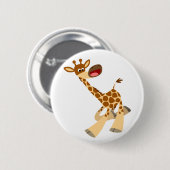 Cute Cartoon Ambling Giraffe Button Badge (Voorkant /achterkant)