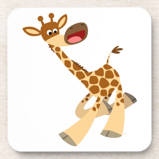 Cute Cartoon Ambling Giraffe Cork Onderzetters (Voorkant)