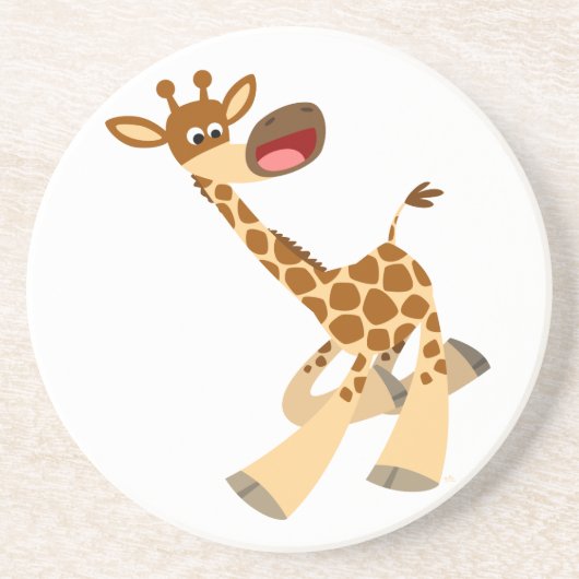 Cute Cartoon Ambling Giraffe Onderzetter (Voorkant)