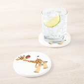 Cute Cartoon Ambling Giraffe Onderzetter (Zijkant)