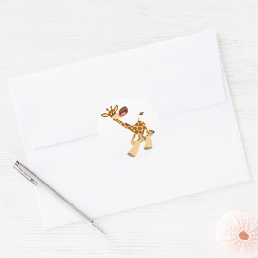 Cute Cartoon Ambling Giraffe Sticker (Envelop)
