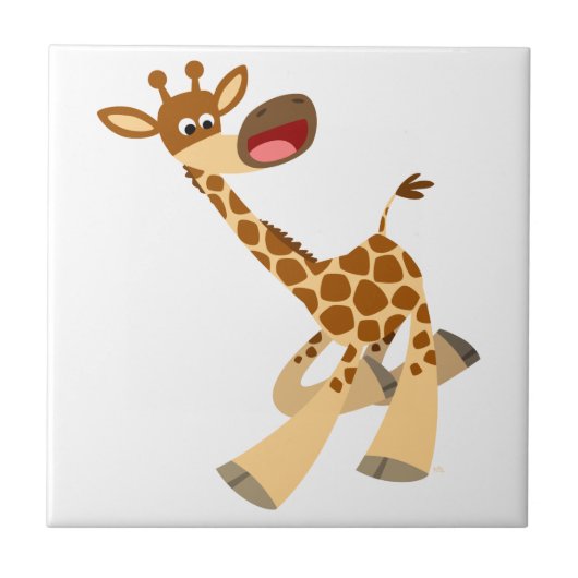 Cute Cartoon Ambling Giraffe Tegel Tegeltje (Voorkant)