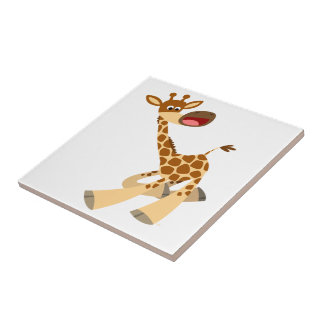 Cute Cartoon Ambling Giraffe Tegel Tegeltje
