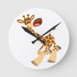 Cute Cartoon Ambling Giraffe Wall Clock Ronde Klok