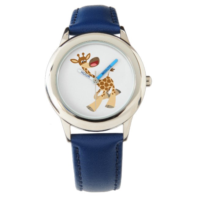 Cute Cartoon Ambling Giraffe Watch Horloge (Voorkant)