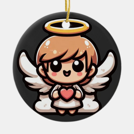 Cute Cartoon Angel Keramisch Ornament (Voorkant)