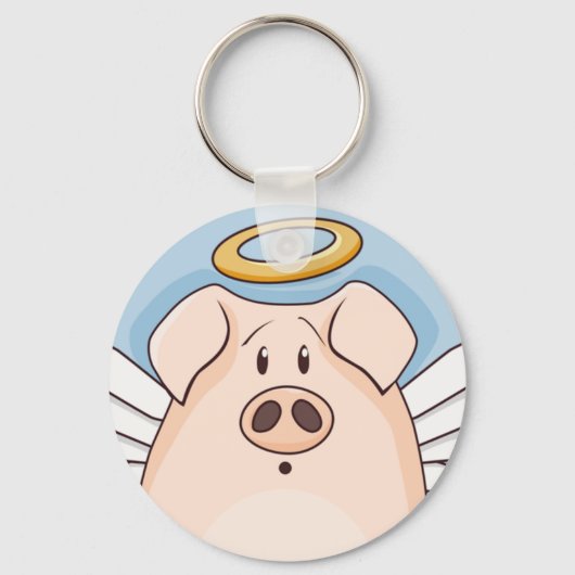 Cute Cartoon Angel Pig Sleutelhanger (Voorkant)