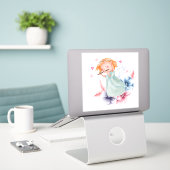 Cute Cartoon Angel Sticker (Laptop op bureau)