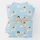 Cute Cartoon Angels And Doves Seamless Pattern Inpakpapier Vel (In situ)