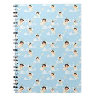 Cute Cartoon Angels And Doves Seamless Pattern Notitieboek
