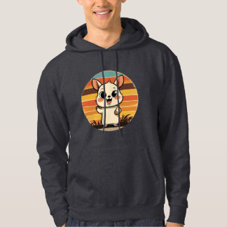 Cute Cartoon Animal in Retro Sunset  Hoodie