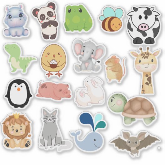 Cute cartoon animal sticker (Voorkant)