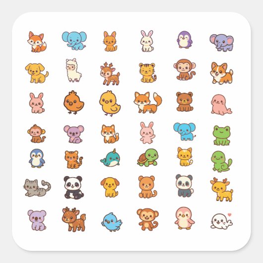 Cute Cartoon Animal Sticker – Fun & Colorful Wild (Voorkant)