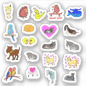 Cute Cartoon Animal Stickers (Voorkant)