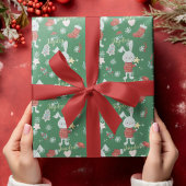 Cute Cartoon Animals Bunny Green Red Custom Cadeaupapier