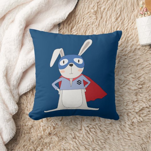 Cute Cartoon Animals Bunny Rabbit Super Hero Kussen (Deken)