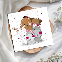 Cute Cartoon Animals Gender Neutral Baby Shower Servet