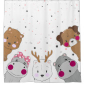 Cute Cartoon Animals Gender Neutral  Douchegordijn (Voorkant)