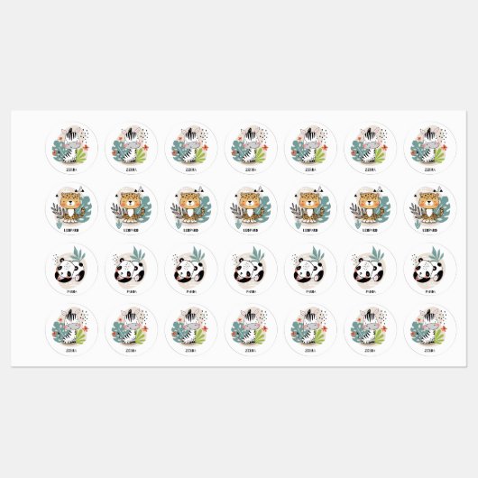 Cute Cartoon Animals Labels (Vel)