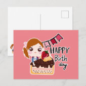 Cute cartoon ansichtkaarten verjaardag briefkaart (Voorkant / Achterkant)