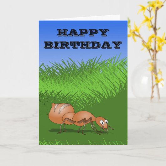 Cute Cartoon Ant Kaart (Gele Bloem)