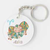 Cute Cartoon Aries Sleutelhanger (Achterkant)