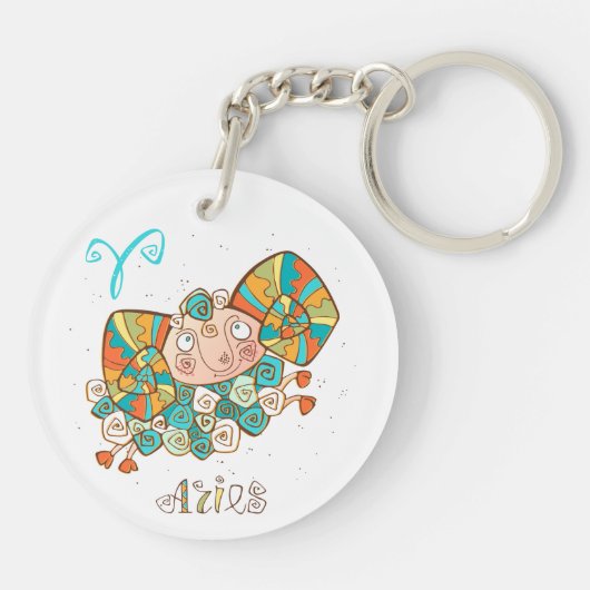 Cute Cartoon Aries Sleutelhanger (Achterkant)