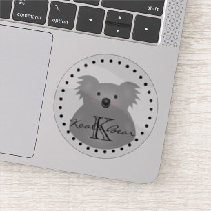 Cute Cartoon Australia Koala Beer Monogram Round Sticker
