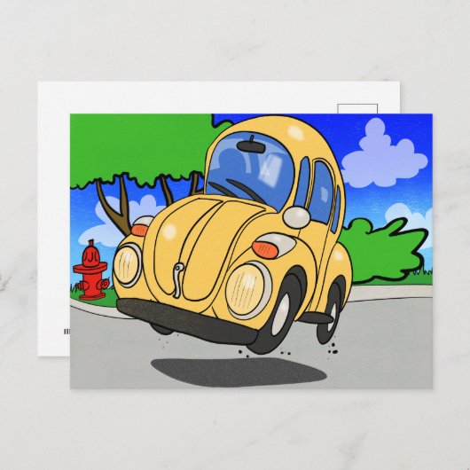 Cute Cartoon Auto Briefkaart (Voorkant / Achterkant)