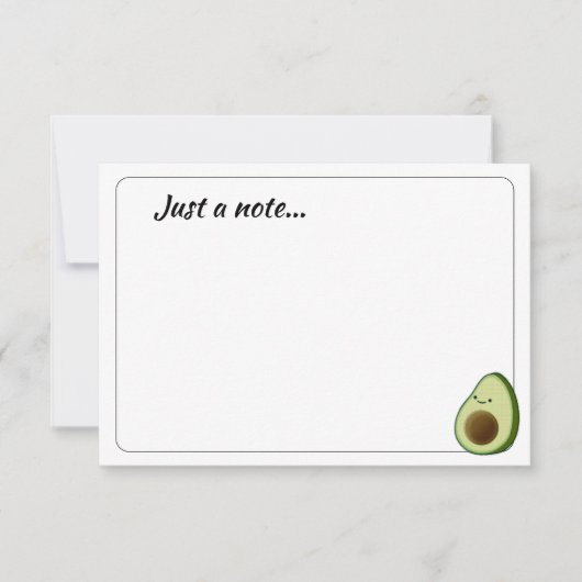 Cute Cartoon Avocado Custom Just a Note Notitiekaartje (Voorkant)