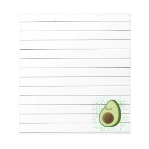 Cute Cartoon Avocado Distress Background Lined Notitieblok