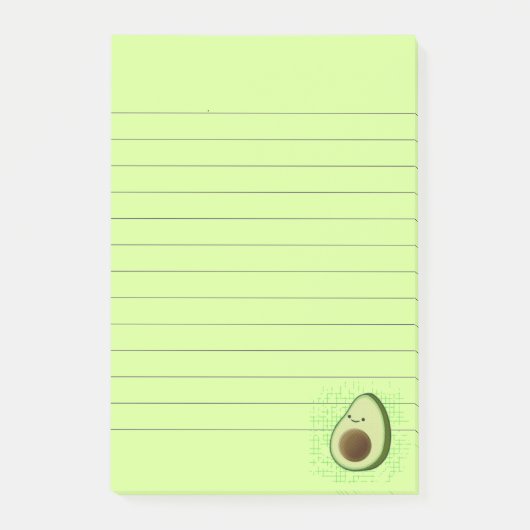 Cute Cartoon Avocado Distress Background Lined Post-it® Notes (Voorkant)