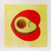 Cute Cartoon Avocado in Red Heart Painting Legpuzzel (Horizontaal)
