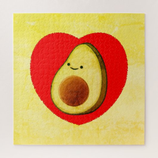 Cute Cartoon Avocado in Red Heart Painting Legpuzzel (Verticaal)