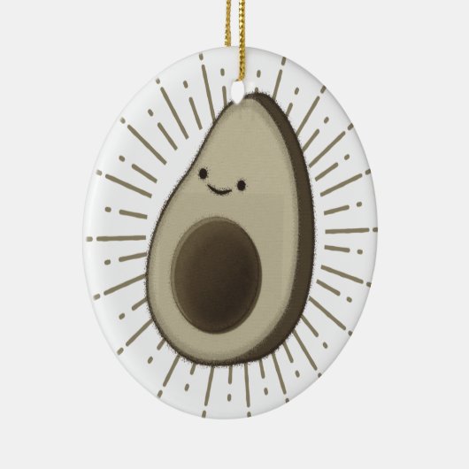 Cute Cartoon Avocado in  stijl Keramisch Ornament (Rechts)