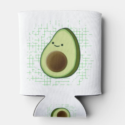 Cute Cartoon Avocado on Distress Background Blikjeskoeler (Achterkant)
