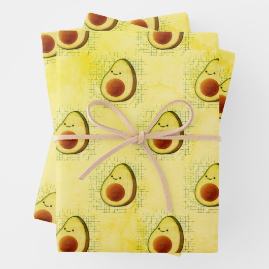 Cute Cartoon Avocado on Distress Background Inpakpapier Vel (In situ)