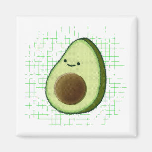 Cute Cartoon Avocado on Distress Background Magneet