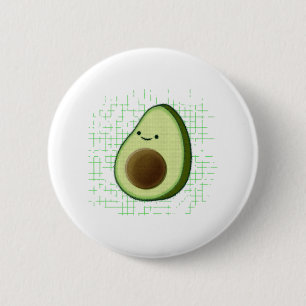 Cute Cartoon Avocado on Distress Background Ronde Button 5,7 Cm