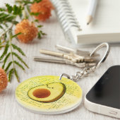 Cute Cartoon Avocado on Distress Background Sleutelhanger (Voorkant Rechts)