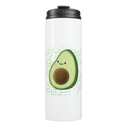 Cute Cartoon Avocado on Distress Background Thermosbeker (Voorkant)