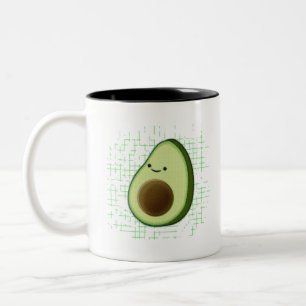 Cute Cartoon Avocado on Distress Background Tweekleurige Koffiemok