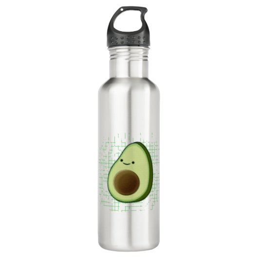 Cute Cartoon Avocado on Distress Background Waterfles (Voorkant)