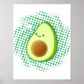 Cute Cartoon Avocado on Distress Green Vortex P Poster (Voorkant)