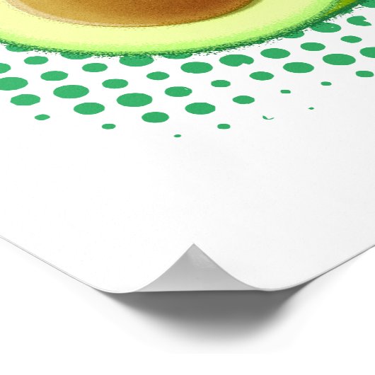 Cute Cartoon Avocado on Distress Green Vortex P Poster (Hoek)
