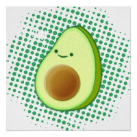Cute Cartoon Avocado on Distress Green Vortex